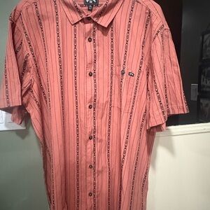 Billabong Men's Striped Coral Button-Down Shirt 100% cotton